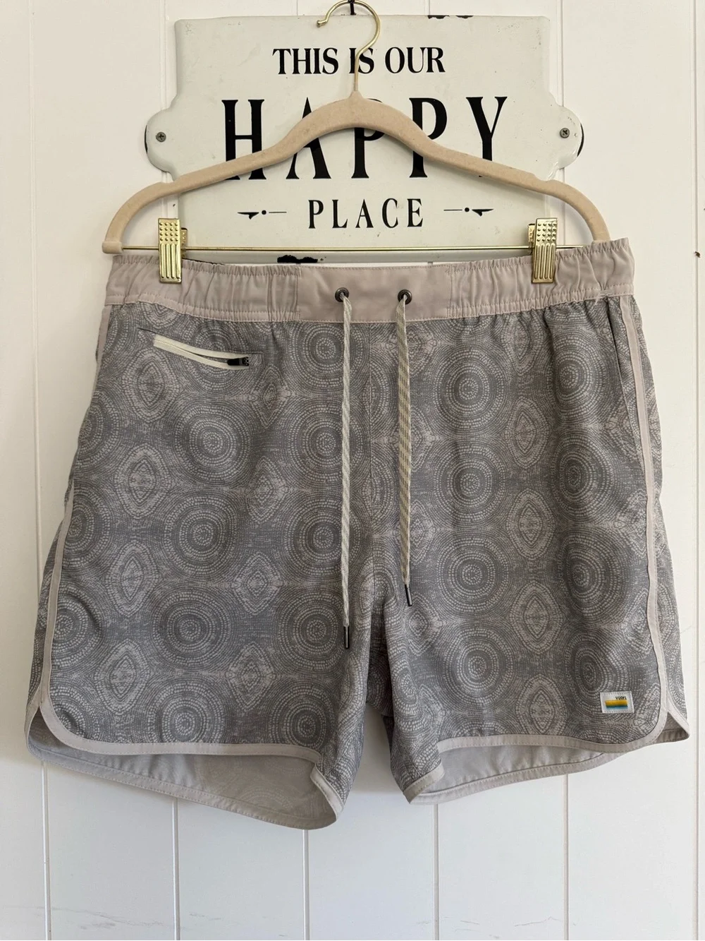 Vuori Men's Gray Patterned Swim Shorts - Gray